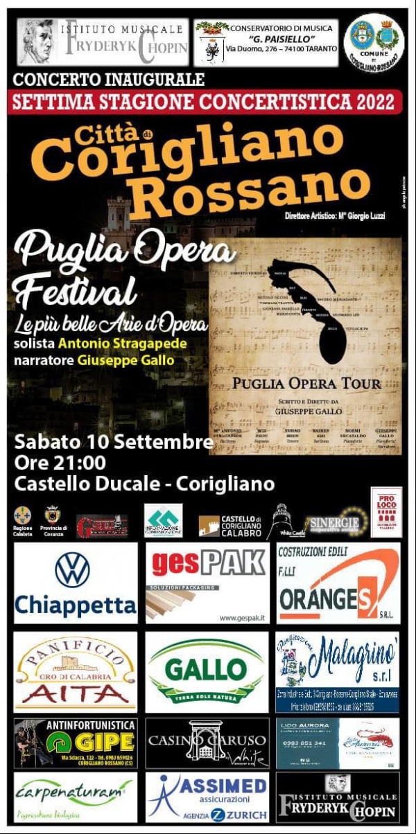 Il Puglia Opera Tour al Castello Ducale di Corigliano