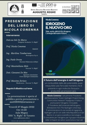 L’idrogeno, energia del futuro, spiegato all’IISS “Augusto Righi” di Taranto