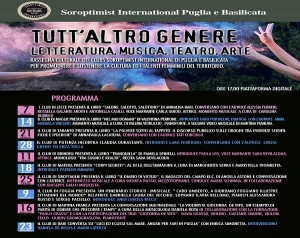 “TUTT’ALTRO GENERE. LETTERATURA, MUSICA, TEATRO, ARTE” 10 eventi dei Club Soroptimist di Puglia e Basilicata