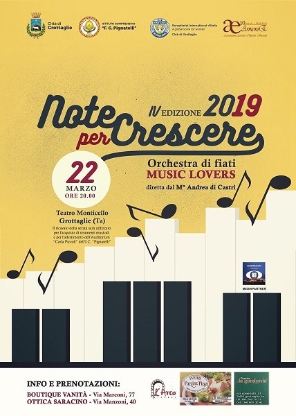 Note per crescere 2019, evento musicale per promuovere  la crescita artistico-culturale delle nuove generazioni