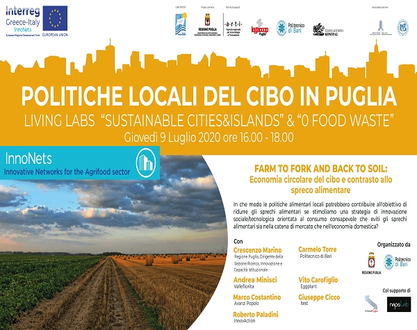 Riduzione degli sprechi alimentari ed economia circolare del cibo per Living Lab “Politiche Locali del Cibo in Puglia”