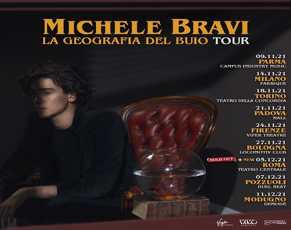 MICHELE BRAVI  “LA GEOGRAFIA DEL BUIO TOUR”:  raddoppia la data di Roma e la prima è già sold out