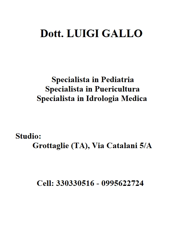 Dott. LUIGI GALLO – Pediatra