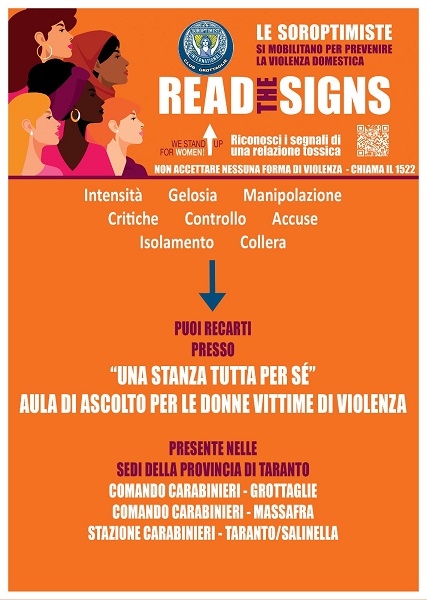 Soroptimist International Club di Grottaglie – Volantini contro la violenza sulle donne – Iniziativa 25 novembre 2022