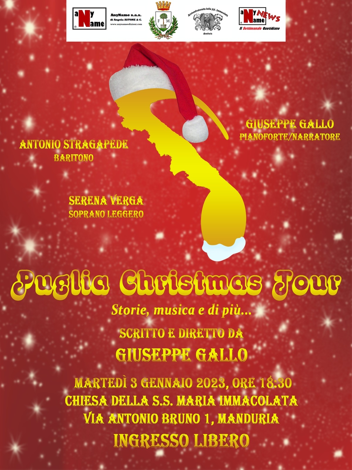 Il 3 gennaio, a Manduria, arriva il “Puglia Christmas Tour”
