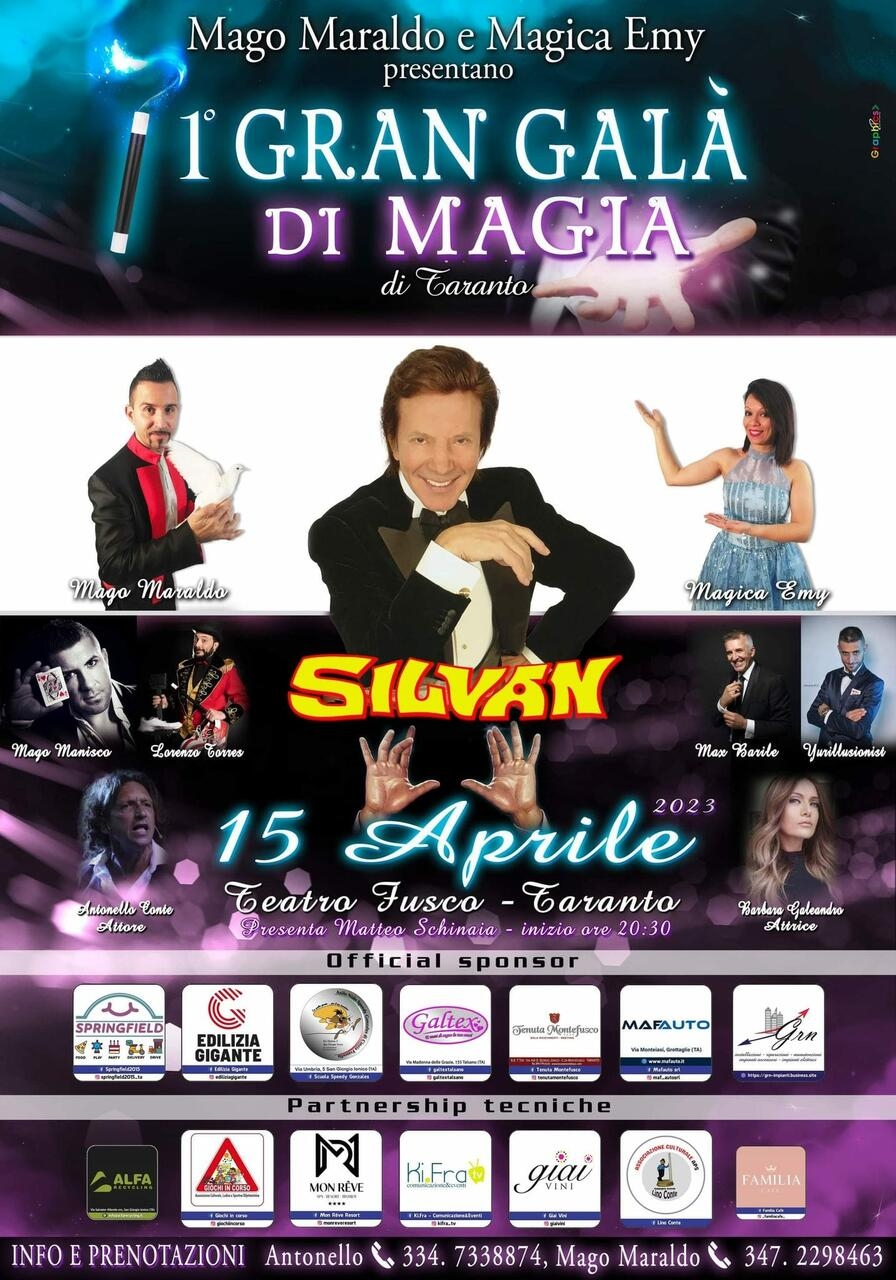 Il 15 aprile il 1° Gran Galà di Magia a Taranto: super ospite il mago Silvan