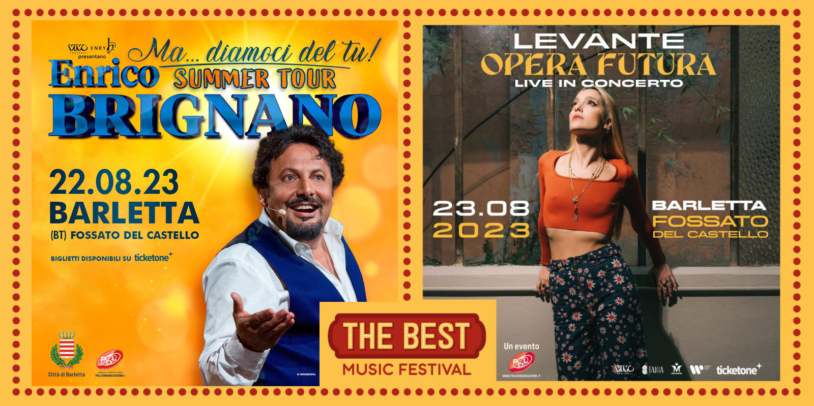 Enrico Brignano e Levante a Barletta chiudono il “The Best music festival”