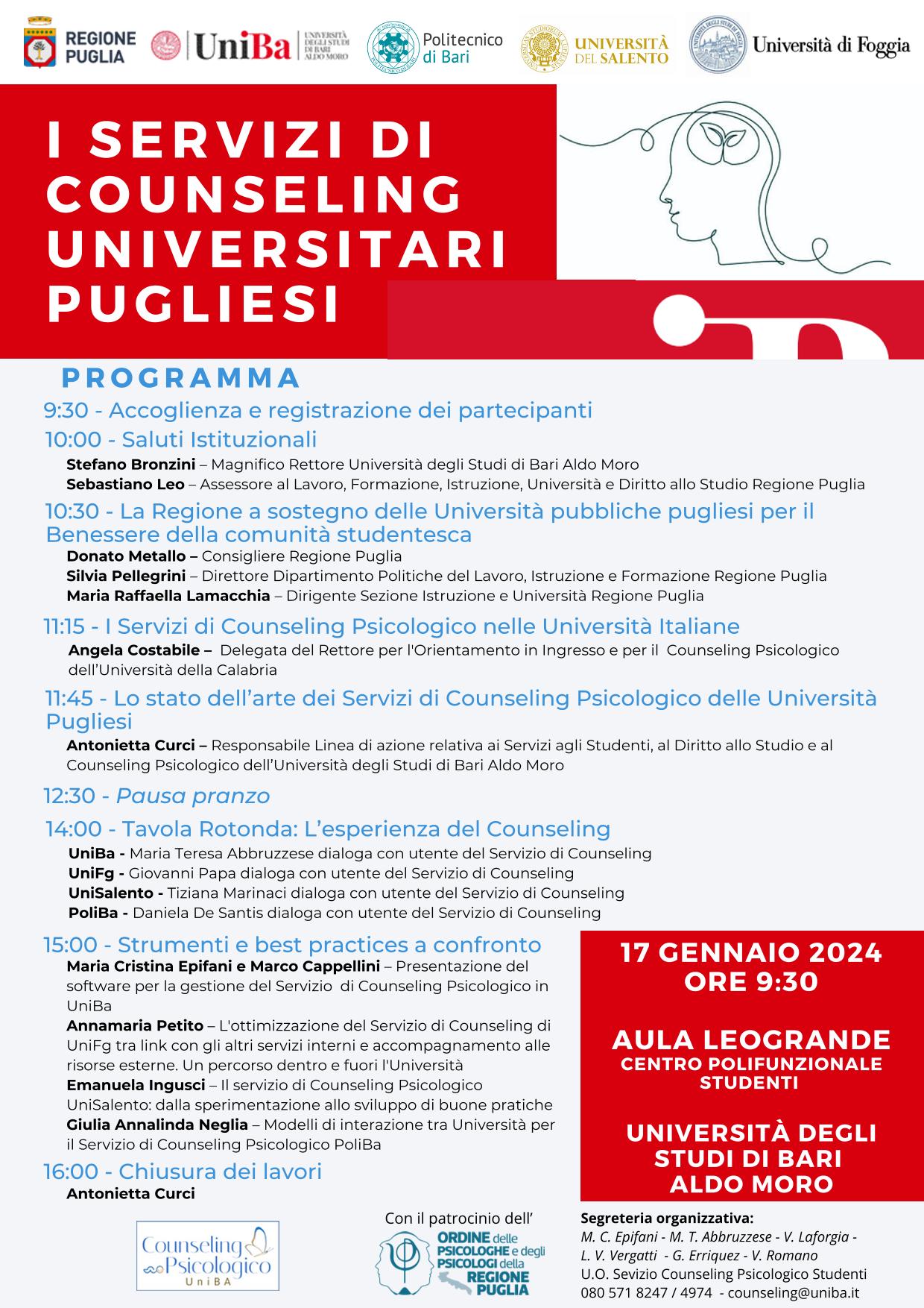 I SERVIZI DI COUNSELING UNIVERSITARI PUGLIESI