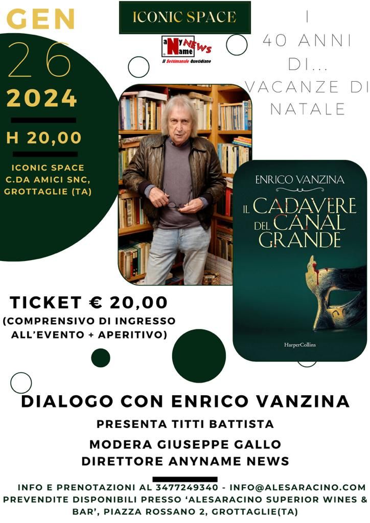 Dialogo con Enrico Vanzina, il 26 gennaio a Grottaglie