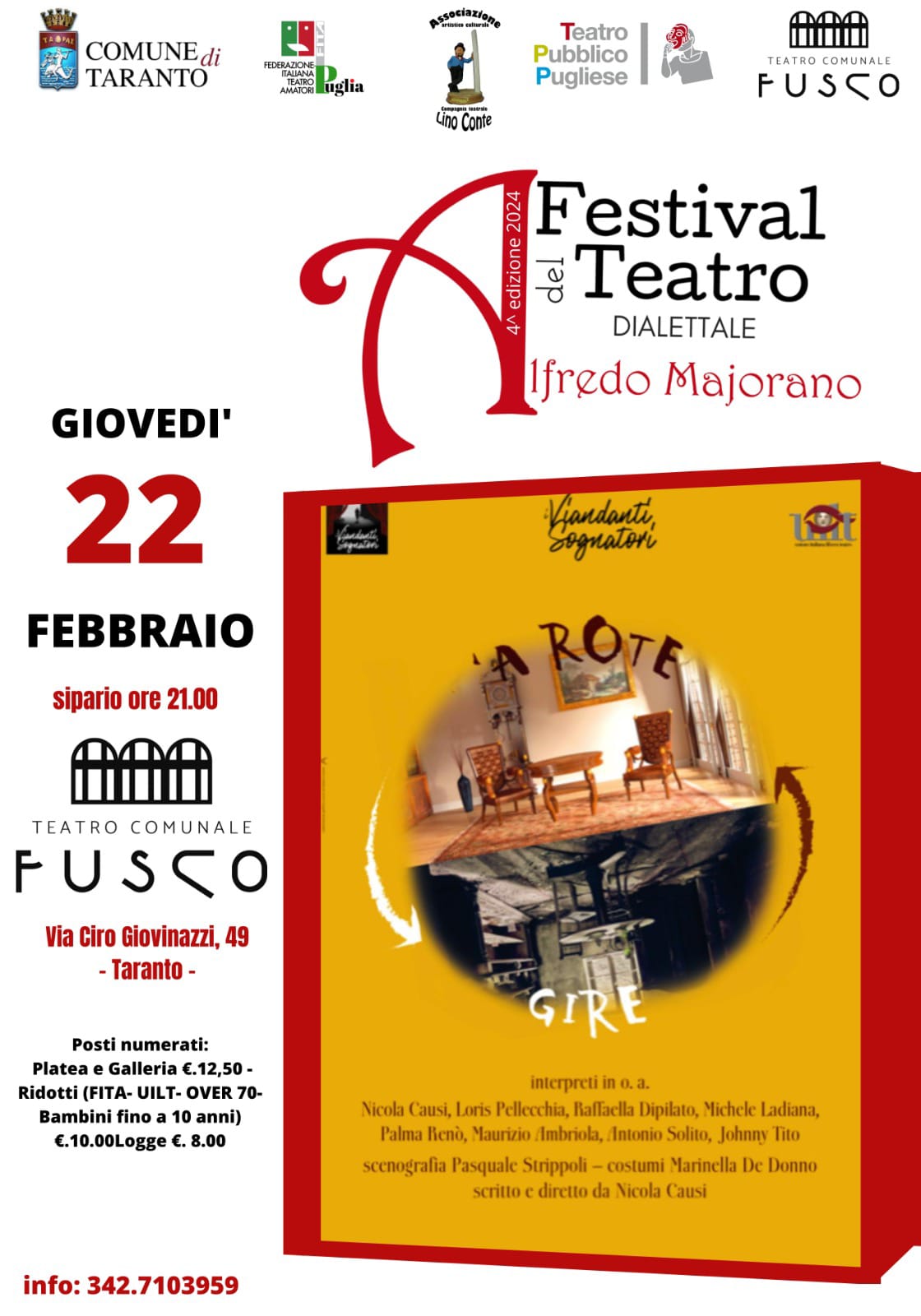 GIOVEDI’ 22 FEBBRAIO “‘A ROTE GIRE” AL FESTIVAL MAJORANO