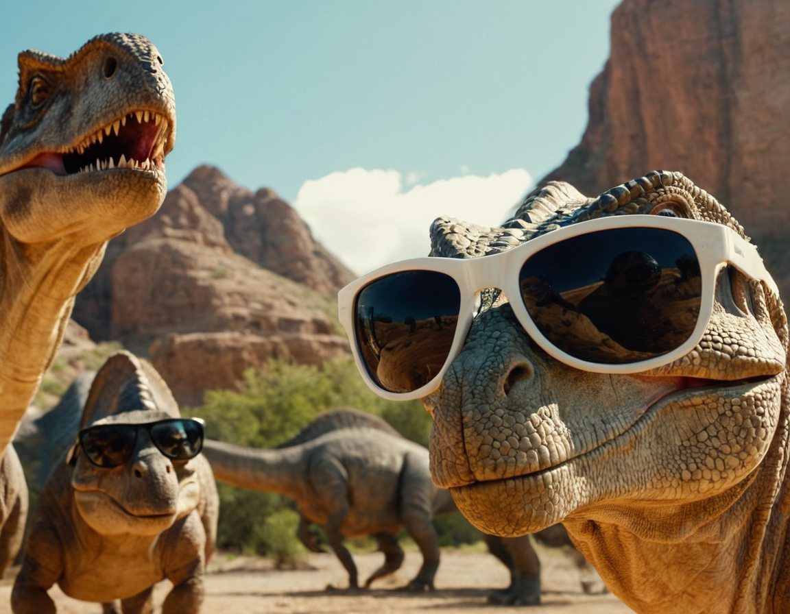 Dinosauri con gli occhiali: le strabilianti immagini generate con l’AI