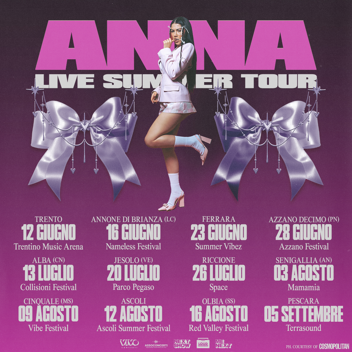 ANNA ANNUNCIA LE DATE DEL TOUR ESTIVO NEI PRINCIPALI FESTIVAL ITALIAN