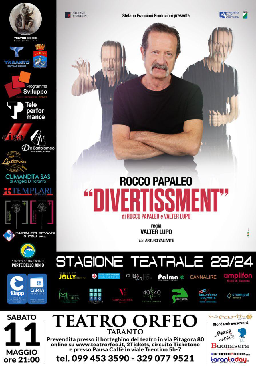 ROCCO PAPALEO AL TEATRO ORFEO CON “DIVERTISSMENT”