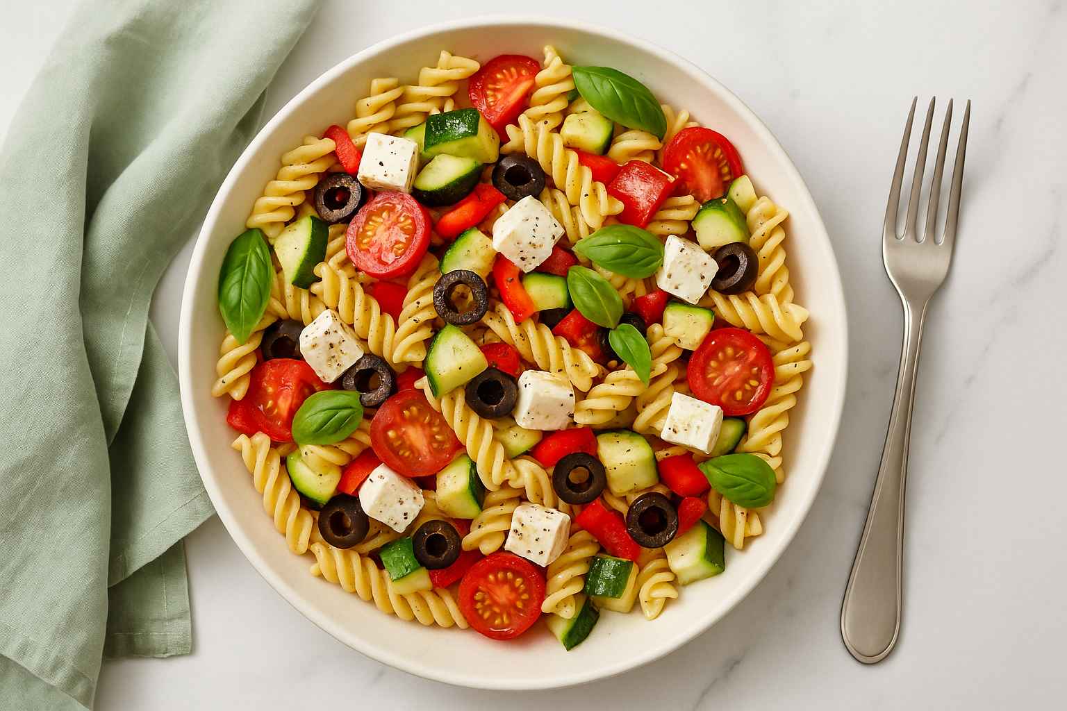 Insalata di Pasta Estiva con Verdure e Feta: il Piatto Furbo dell’Estate