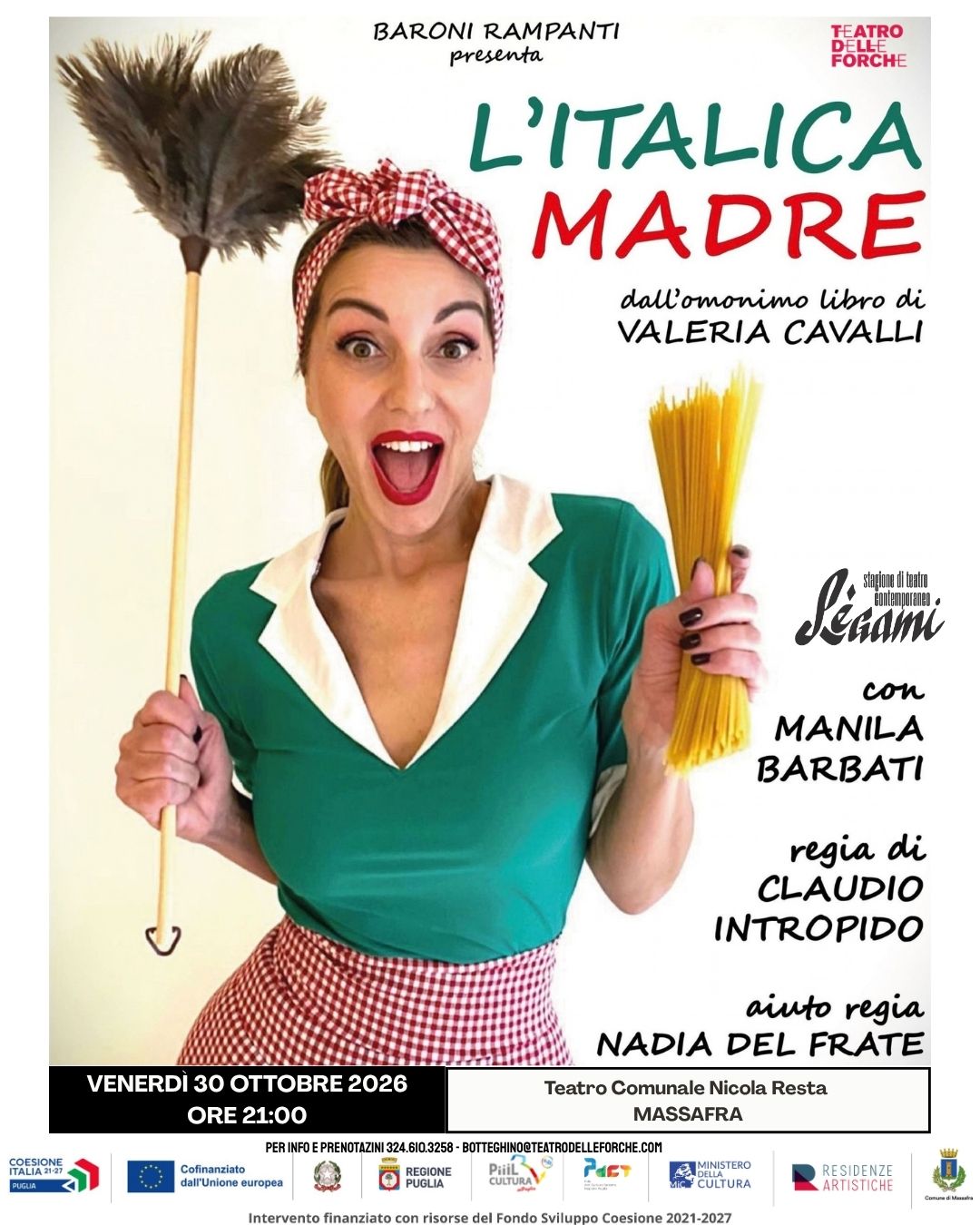 Al Teatro Comunale Nicola Resta di Massafra arriva L’Italica Madre: al via la rassegna di teatro contemporaneo per adulti Lègami
